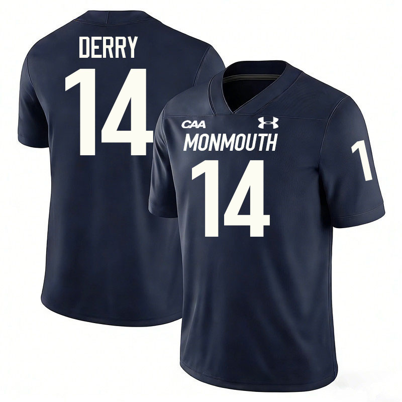 Monmouth Hawks #14 Josh Derry College Football Jerseys,Uniforms-Navy